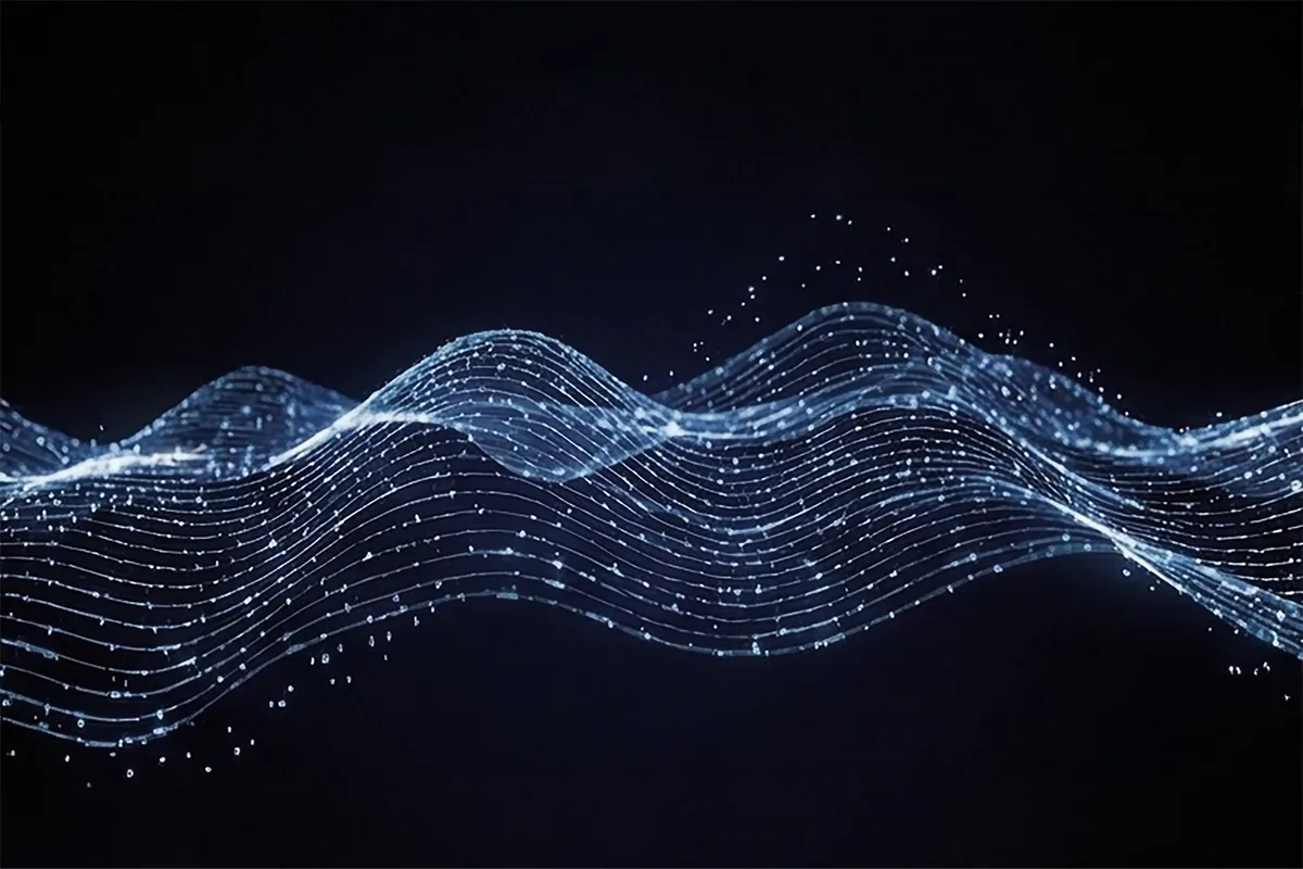 Digital particle wave representing data flow across the U.S. workforce